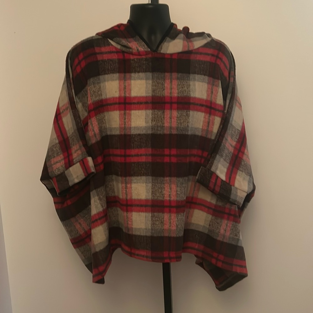 Cute fall poncho with hood size large